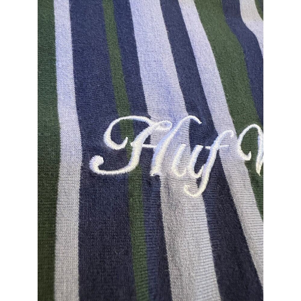 HUF WORLDWIDE Vertical Striped Tee Size XL Embroidered Logo Green Blue White - Picture 3 of 5